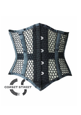 Sexy Black Mesh Net Gothic Steampunk Bustier Waist Training Underbust Sheer Corset Costume